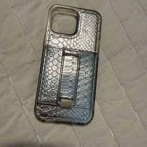 Silver Textured Phone Case with Built-In Kickstand